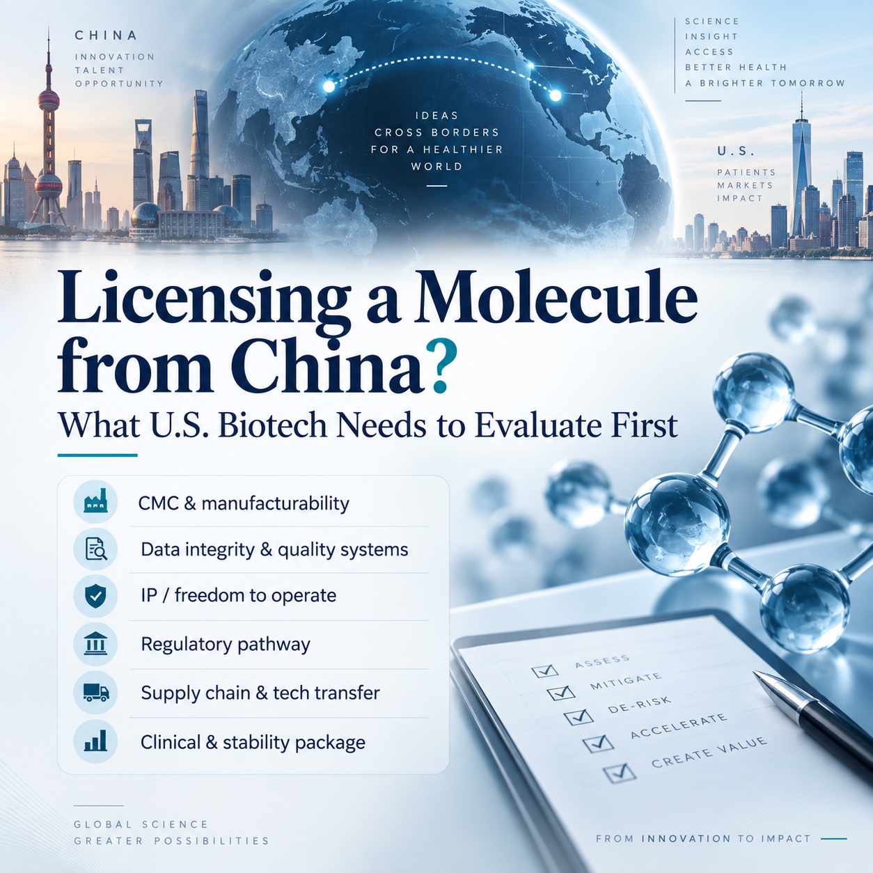 Licensing a molecule from China: what U.S. biotechs need to evaluate first
